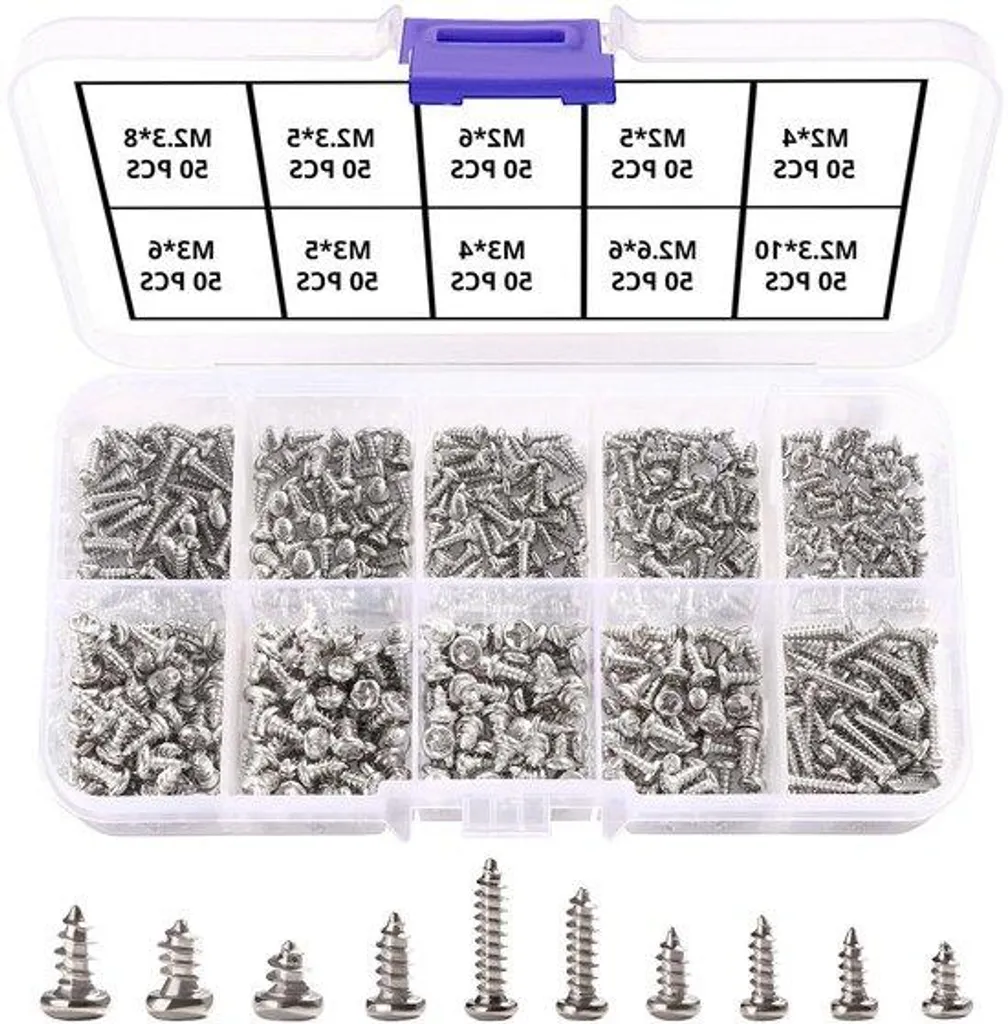Vis Autotaraudeuses à Tête Plate M2 à M3 en Acier Argenté - Lot de 500