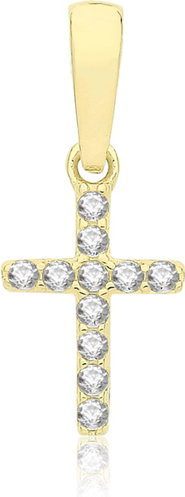 Pendentif Femme Croix Or 375/1000 avec Oxyde de Zirconium - Image du produit 