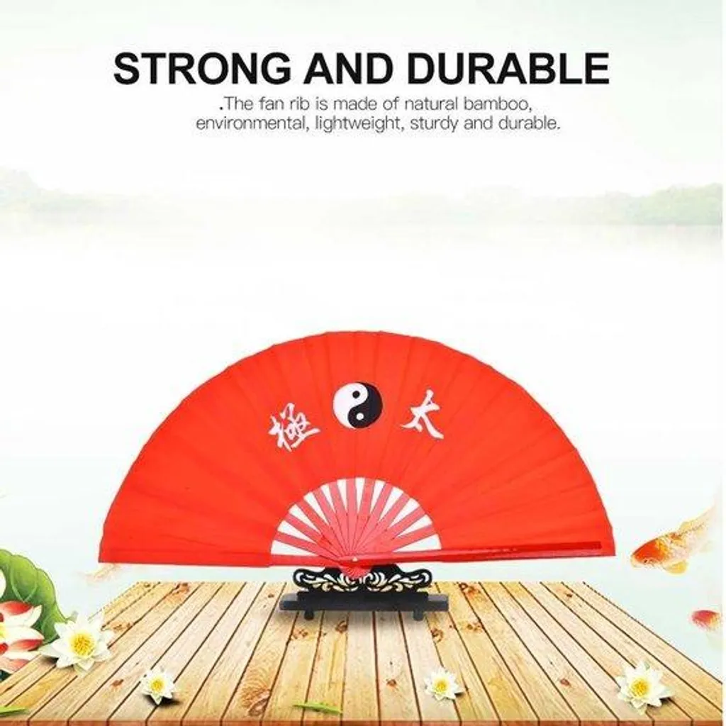 Éventail Kung Fu et Tai Chi en bambou pliable pour arts martiaux - 33cm