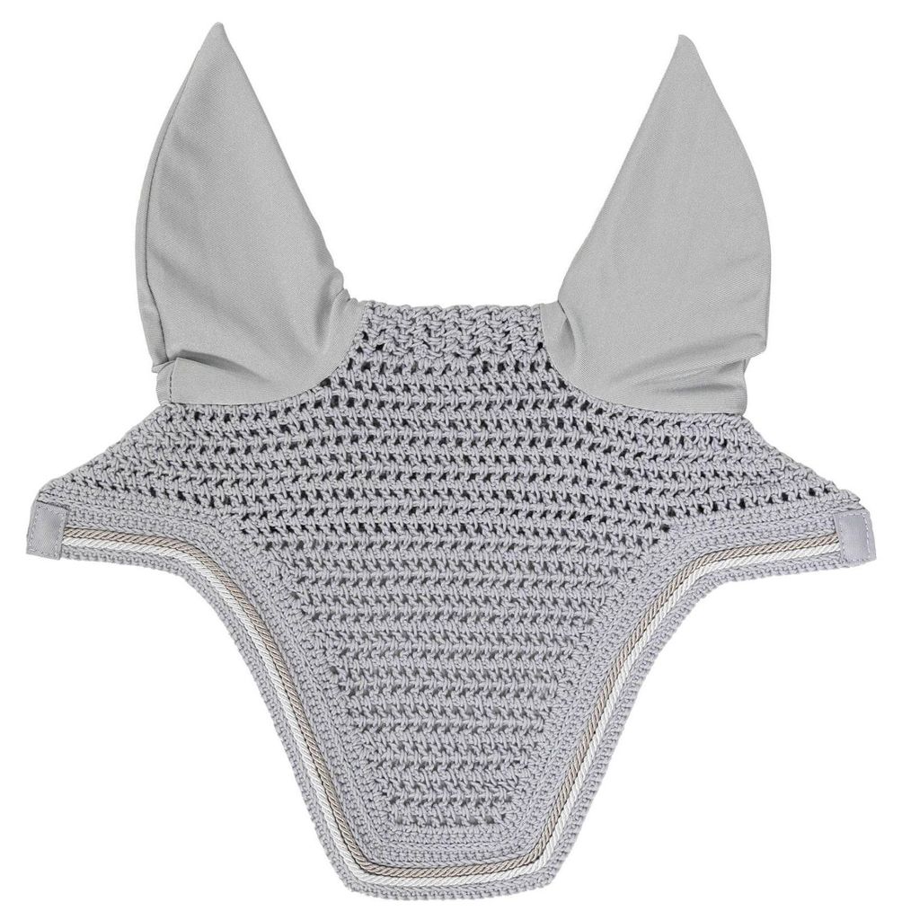 Kentucky Horsewear Fliegenmütze Fly Veil Wellington Diamond Rope Fliegenohren Grau Full