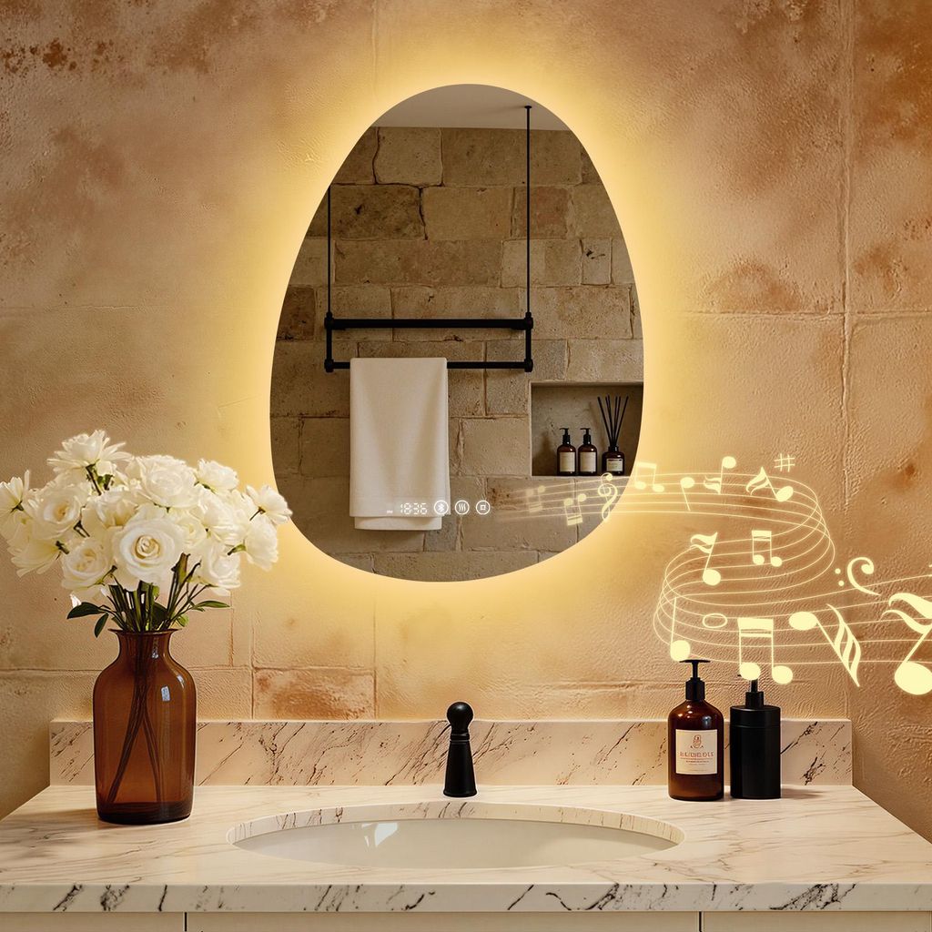 S'AFIELINA Miroir de salle de bain avec éclairage Image du produit 