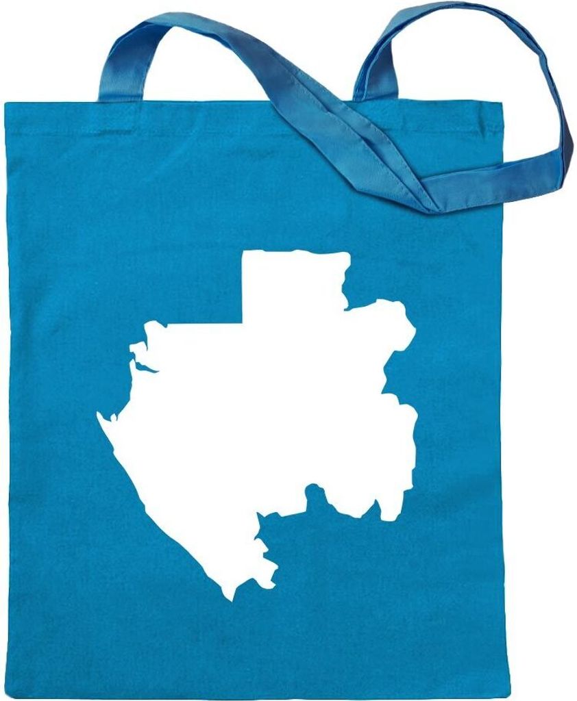 Kiwistar - Baumwolltasche - hellblau - Gabun Umriss Kontur - Tragetasche Stoffbeutel Umhängetasche Langer Henkel