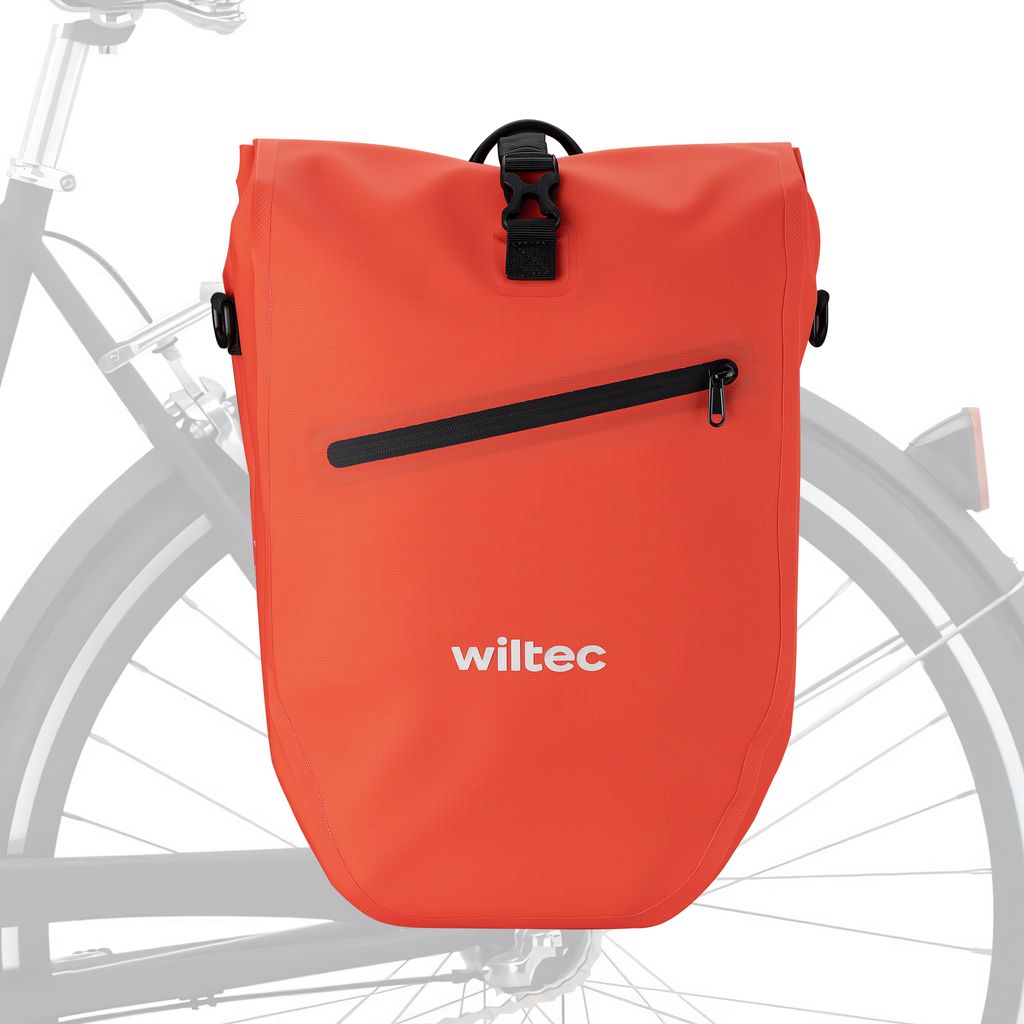 Wiltec Gepäckträgertasche rot, Fahrradtasche Gepäckträger 28 l Stauraum, Gepäcktasche mit Tragegurt, wasserresistente Fahrrad Tasche mit Refle...