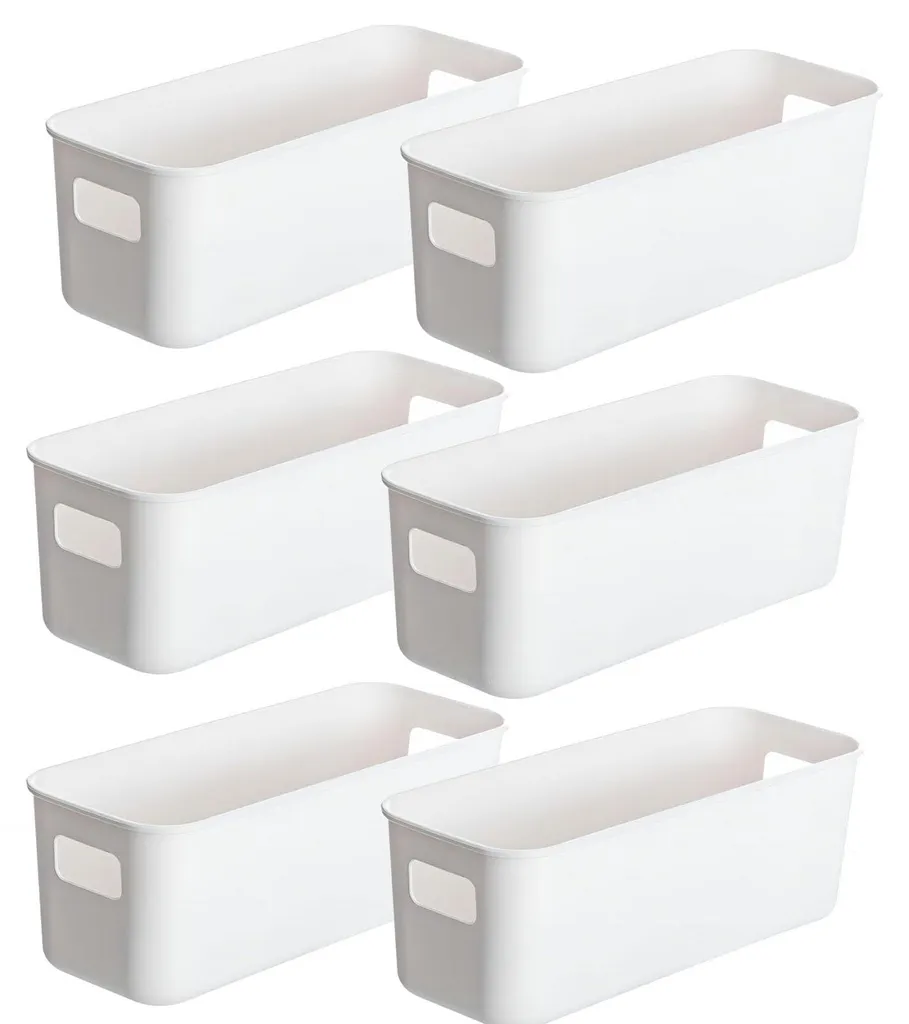 Bacs de rangement transparents avec poignées ergonomiques - Lot de 6