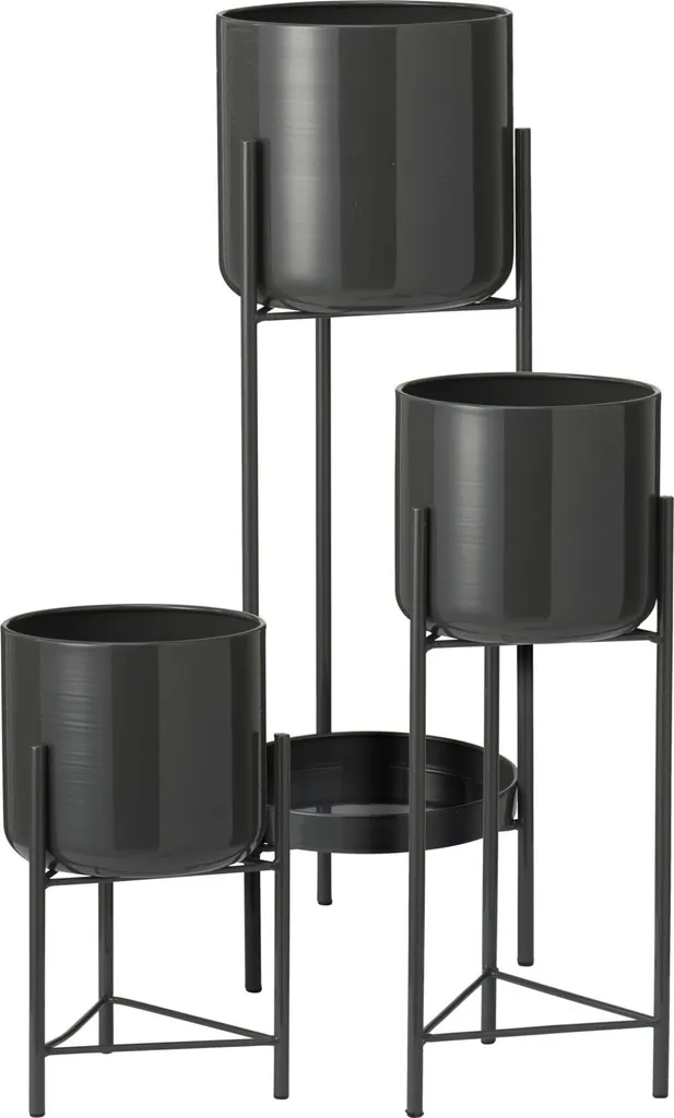 Support Loft VIKO pour 4 pots de fleurs finition zinc noir élégant