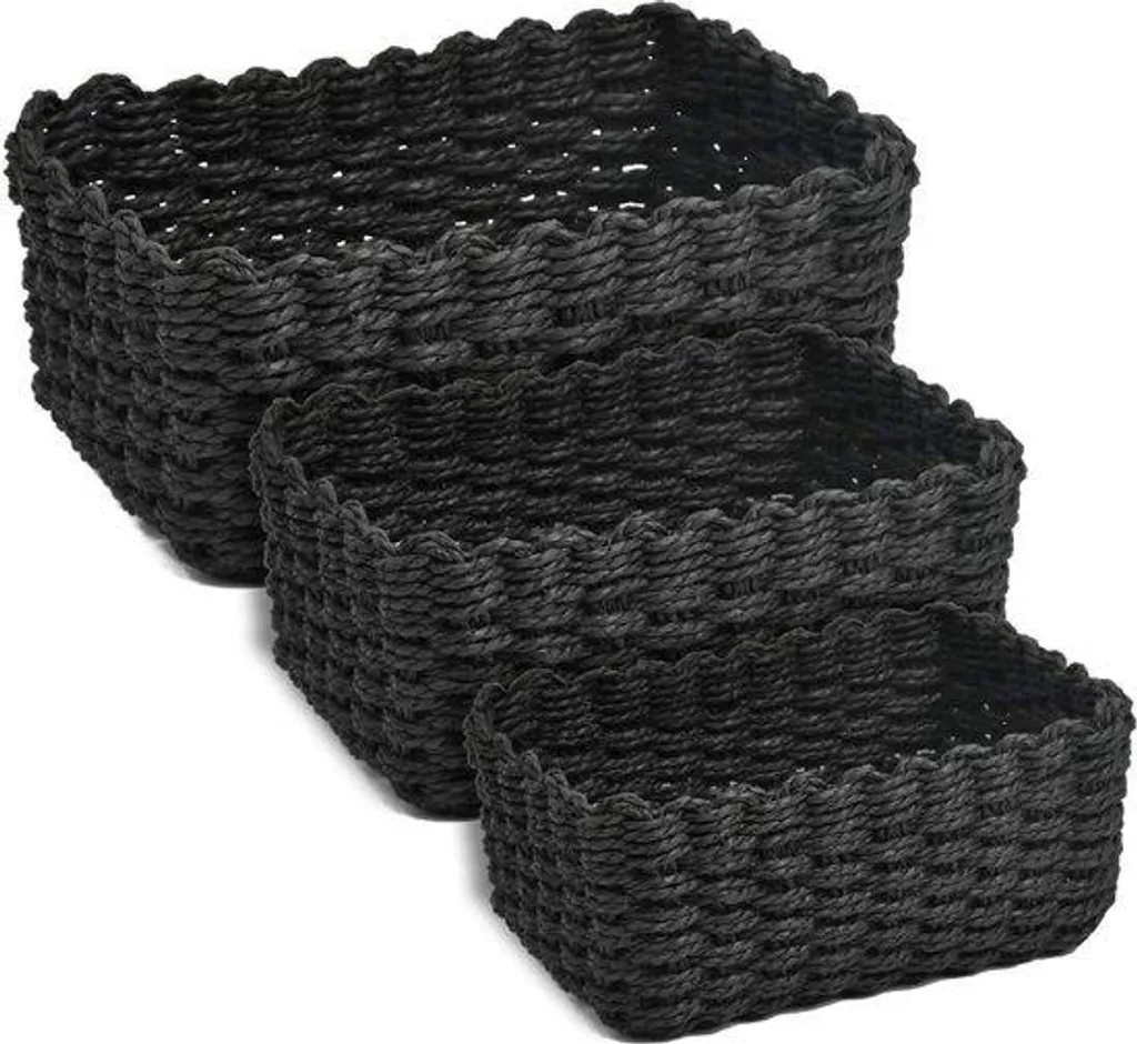 Set de 3 corbeilles de rangement noires pour organiser cuisine et chambre