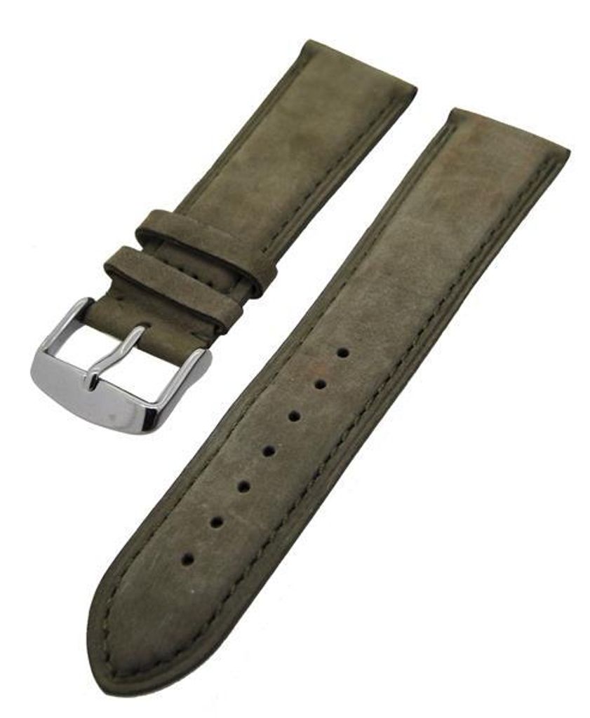 Uhrenarmband Kalbslederband Grün Ton in Ton 24mm Dornschließe