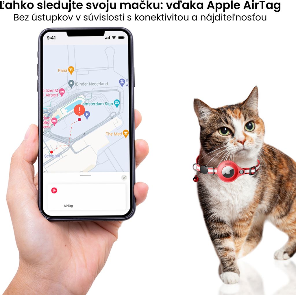 AdroitGoods Airtag Obojok pre mačky/psy - červený - Gps Obrázok produktu 8