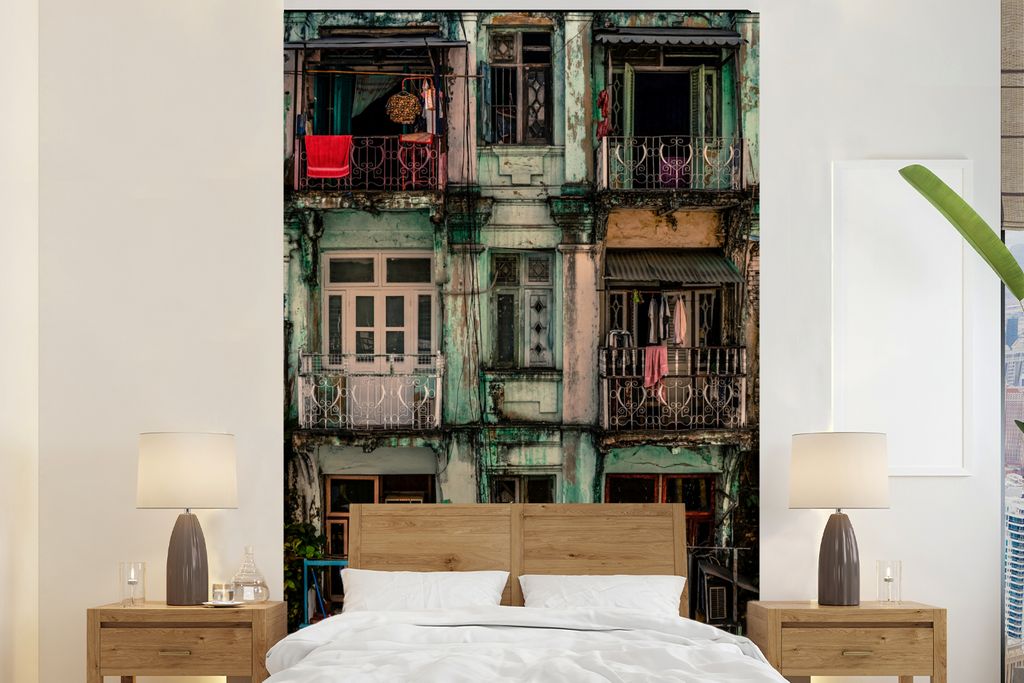 MuchoWow Fototapete für Wohnzimmer oder Schlafzimmer Wandtapete Vinyl Motivtapete Vintage - Türen - Wohnungen - Architektur - 180x280 cm - Wall...