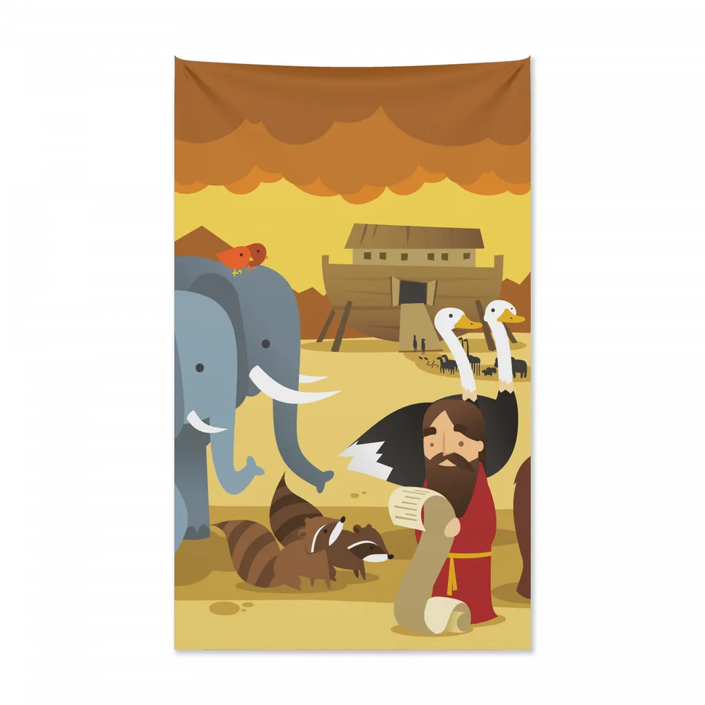 Abakuhaus Tappeto e copriletto colorato, animali sull'arca in morbido tessuto microfibra Colori chiari che non sbiadiscono Lavabile, 140 x 230 cm, multicolore