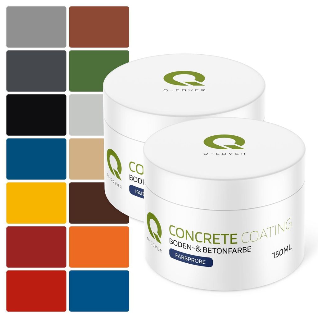 Bodenfarbe | Wasserfest | Betonfarbe | Garagenboden | | Bodenbeschichtung | Innen | Kellerfarbe | Fußbodenfarbe | Muster 100 ml | Q-Cover