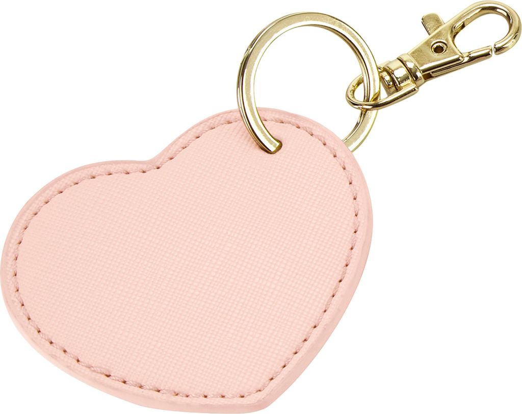 Bagbase - "Boutique" Kunstlederoptik Schlüsselanhänger Herz RW8474 (7 cm x 6 cm) (Hellrosa)