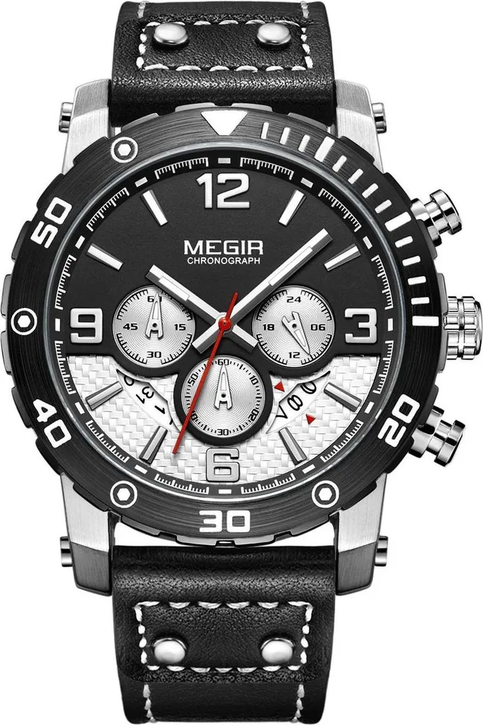 Montre MEGIR FE-38564 Élégance Sportive Homme Noir et Argent KP38564