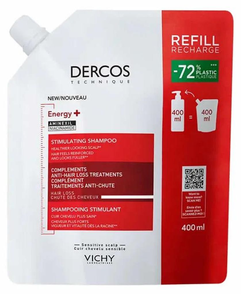 Vichy Dercos Energy+ Stimulierendes Shampoo Nachfüllpackung Produktbild 