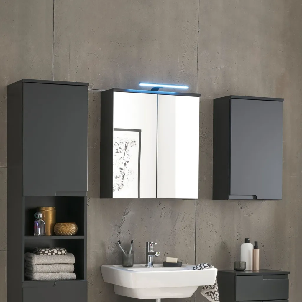 Miroir salle de bain avec rangement 60x67 noir - Modèle Spice