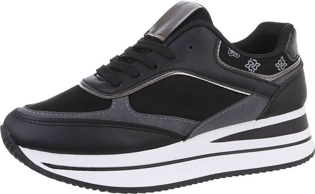 Ital-Design Damen Freizeitschuhe Wildlederoptik, Lederoptik Sneakers Low 86188173 Schwarz Gr. 37