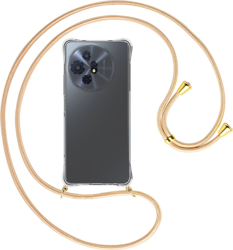 Handykette Backcover-Schutzhülle mit Band (Metall goldfarben) für TCL 50 XL Nxtpaper 5G - Goldkordel