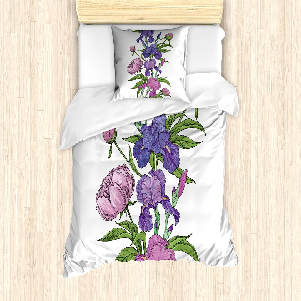 Set Abakuhaus Naïf Fiori Viola 135x200 | Tessuto Tecnico Antiacaro