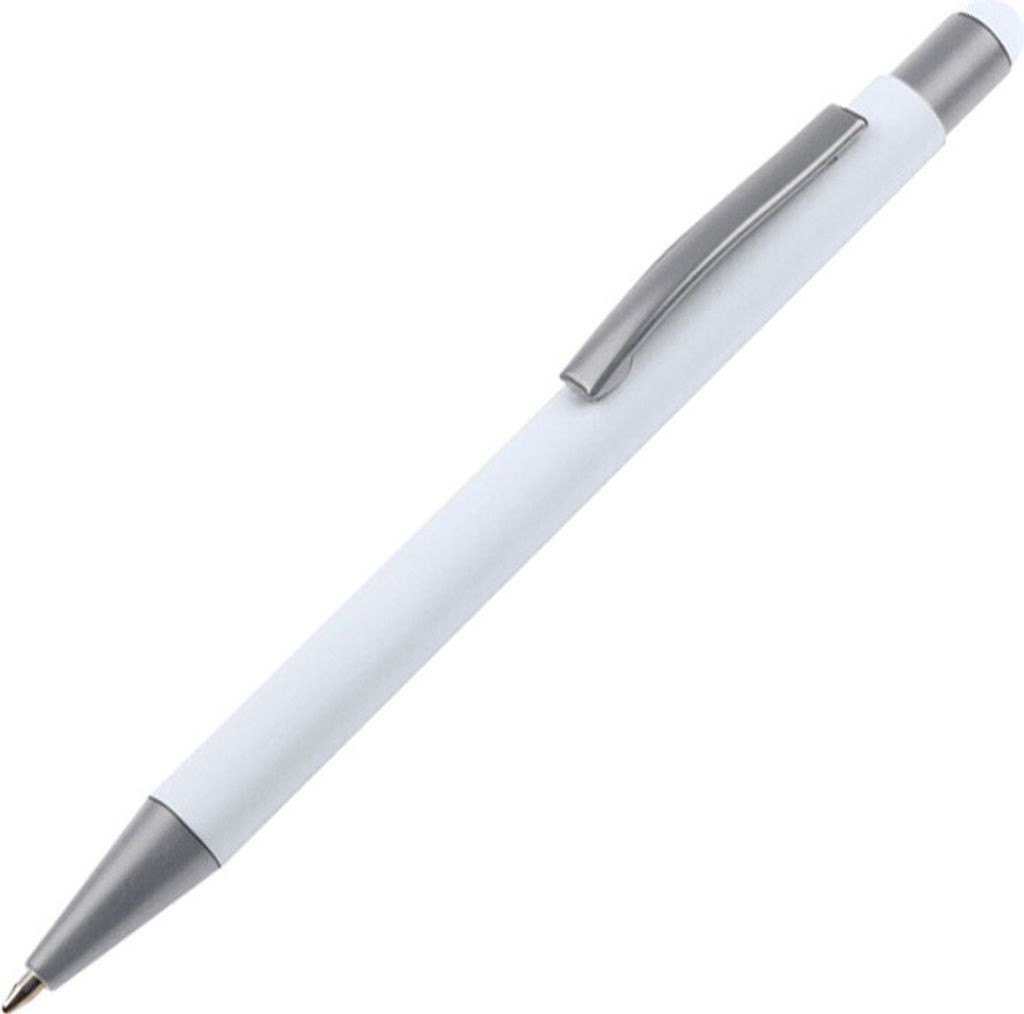 Touchpen Kugelschreiber / aus Metall / Farbe: weiß Produktbild 