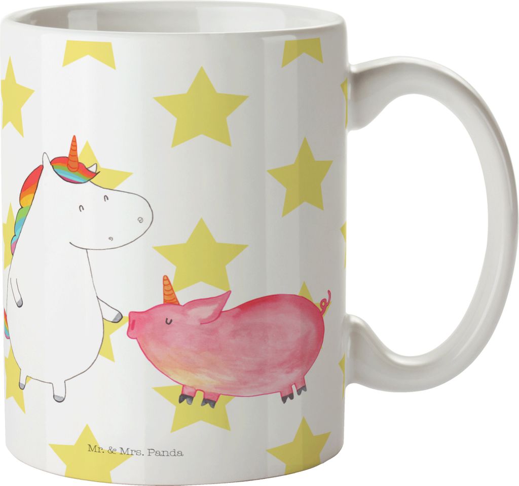 Mr. & Mrs. Panda Pott Einhorn Schwein - Weiß - Geschenk, kaffeetasse bedruckt, Keramikbecher, Unicorn, Freundin, Kaffeebecher, Tasse mit Motiv, Sc...