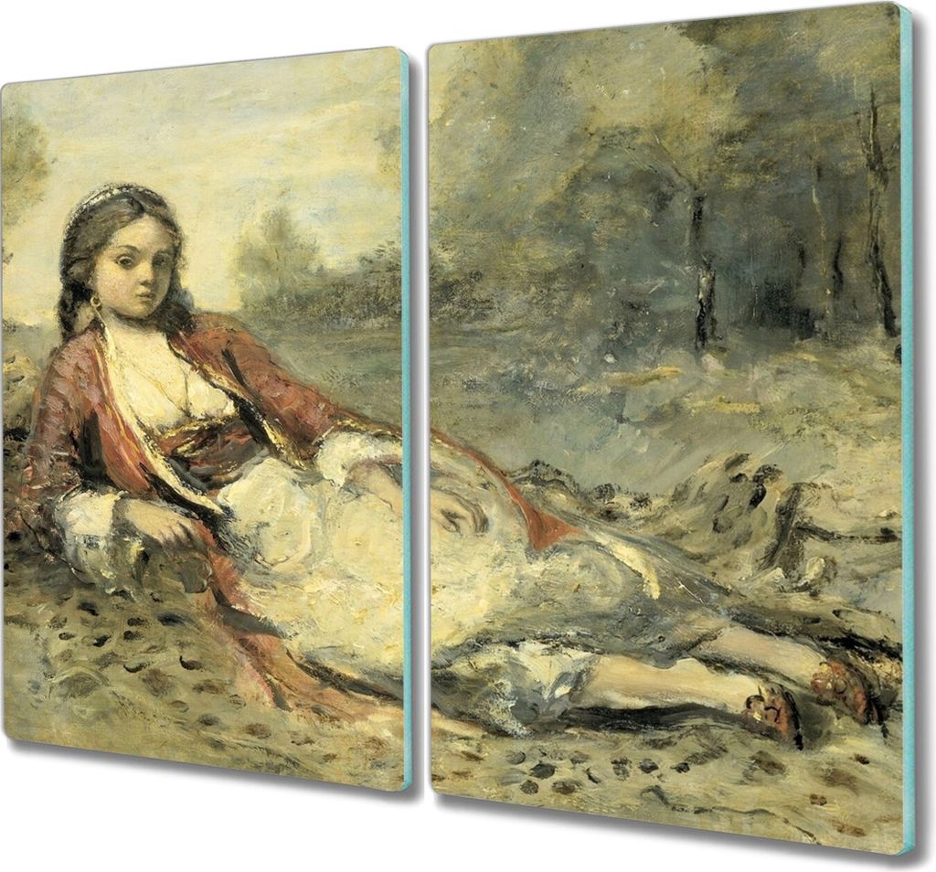 Coloray Hackbrett Küchenbrett Kochplattenabdeckung Schneidebrett Herdabdeckplatte 2x30x52 cm - Mädchen Dame Wald Natur