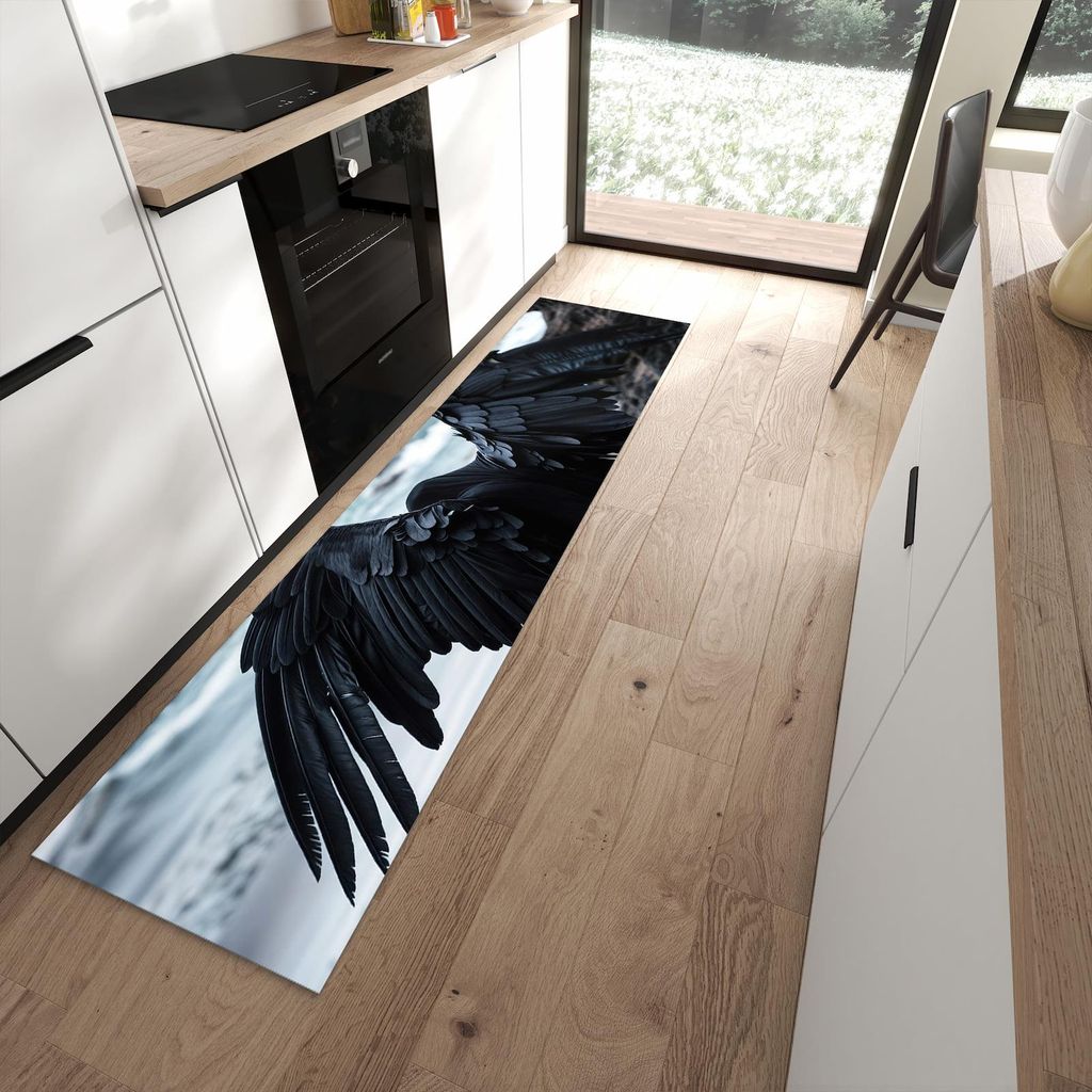 Küchenteppich 60x240cm rutschfest & abwischbar PVC Läufer - Geflügelter Wanderer