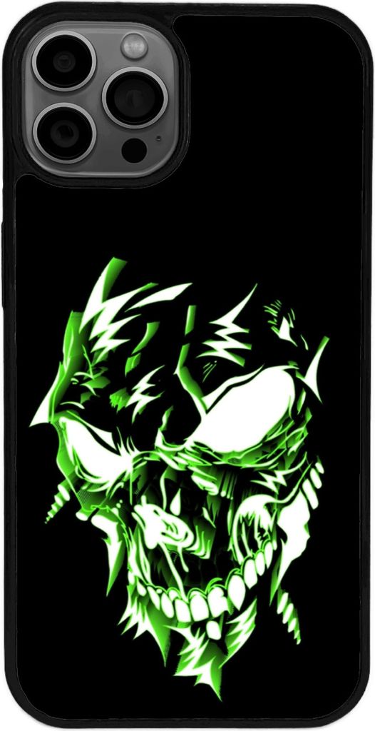 TPU Silikon Hülle für iPhone 16 Pro Max Handy Cover Case Schutzhülle Handyhülle Bumper MOTIV 44 Skull grün