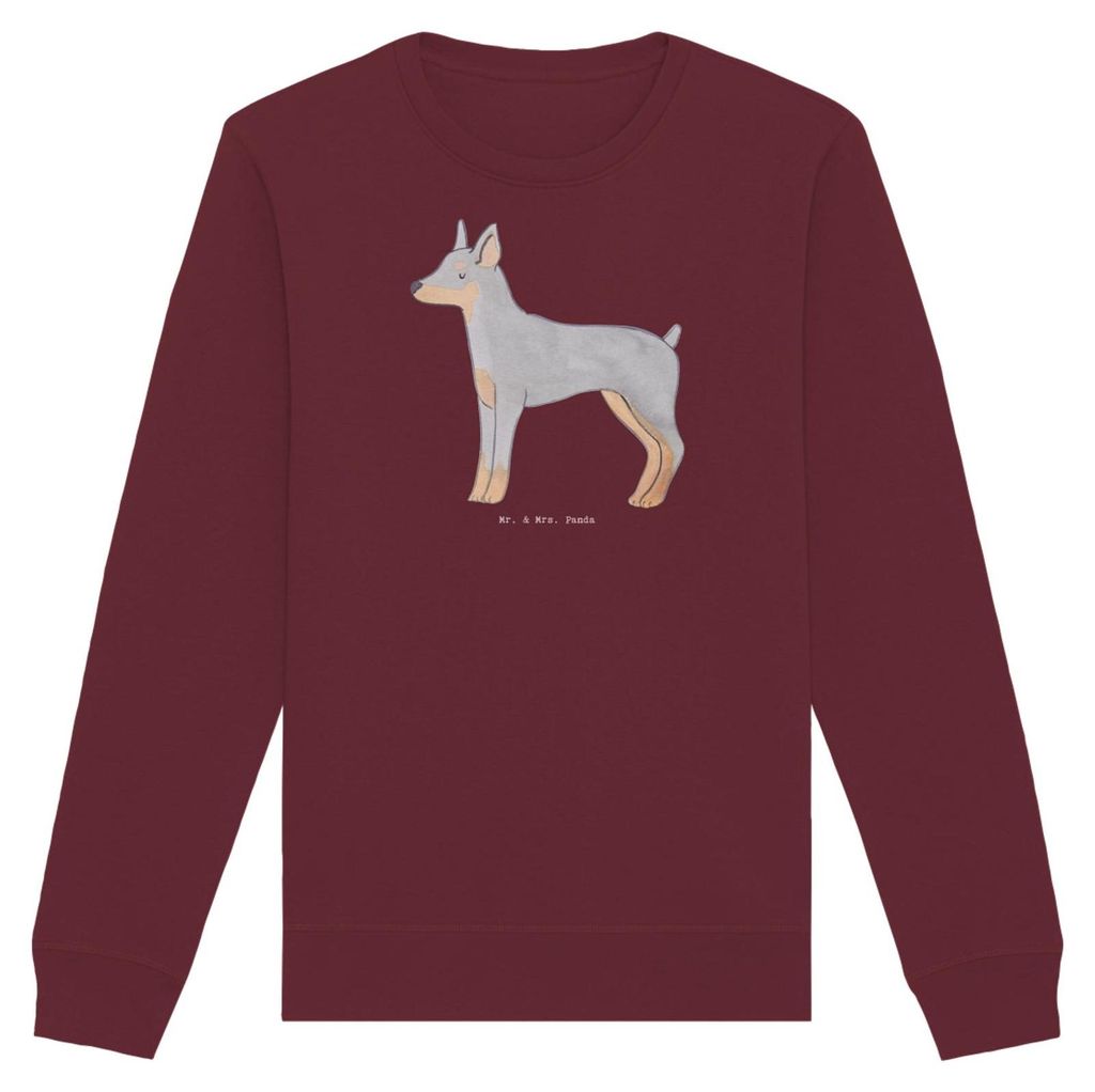 Mr. & Mrs. Panda Baumwoll Pullover Dobermann Pinscher Moment Größe L - Burgundy - Geschenk, Sweatshirt, Nachhaltiger, Sweater, Pulli
