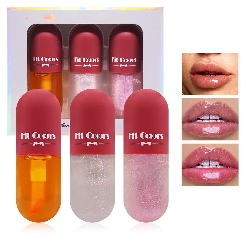 Horuili Lip Fepper-Set, Booster, Enhancer, 3 Stück natürlicher Fahler, feines Glanz, Feuchtigkeitsfeuchtigkeitsfeuchtigkeitsverluste Falten, wa...