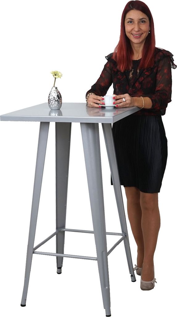 Stehtisch MCW-A73, Bistrotisch Bartisch, Metall Industriedesign 105x60x60cm silber