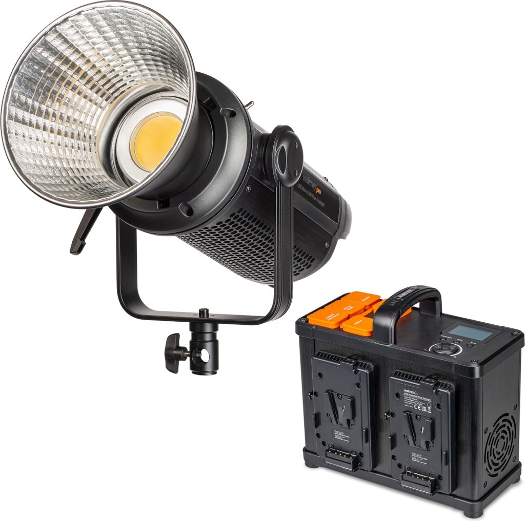 Walimex pro Niova Plus 500 Daylight, dimmbare LED Videoleuchte 500 W, Videolicht mit Bowens-Reflektor & Soft Diffusor, Studiolicht mit COB-LED-Tech...