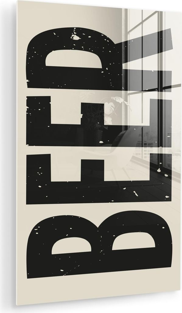 MuchoWow Glasbilder - Bilder auf Wandbild - Foto auf Glas Bär - Vintage - Schwarz - Beige 20x30 cm Wanddekoration aus Glas - Acrylglasbild - Acryl...