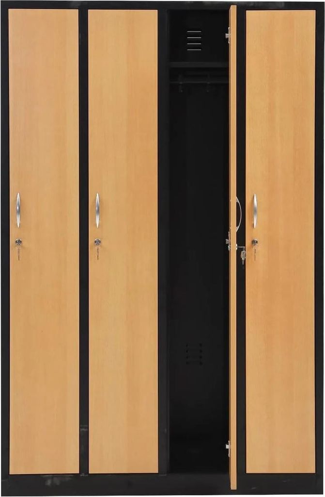 Garderobenschrank 180x120x50 cm – 30 cm Abteile, Stahl, Schwarz