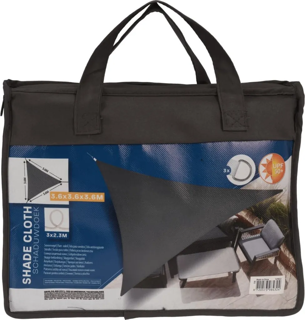 Tenda da Sole ProGarden 3,6x3,6x3,6 m Grigio - Vela Triangolare Pro