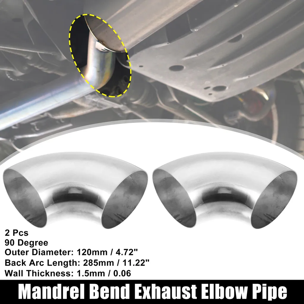 Tuyau d'Échappement Coudé en Inox 120mm pour Automobile - Pack de 2