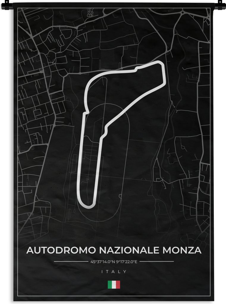 MuchoWow Wandteppich Wandbehang Rennsport - F1 - Rennstrecke - Italien - Autodromo Nazionale Monza - Schwarz 60x90 cm Tapisserie Dekoration Wandt...
