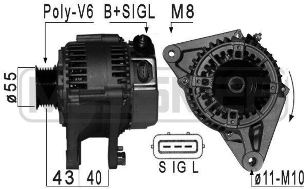 ERA 209003A - OE 27060 0D110 Lichtmaschine für Celica (T23), Corolla (E11), Corolla (E12), Corolla Verso (E12), MR 2 III (ZZW3), RAV 4 II (A2)
