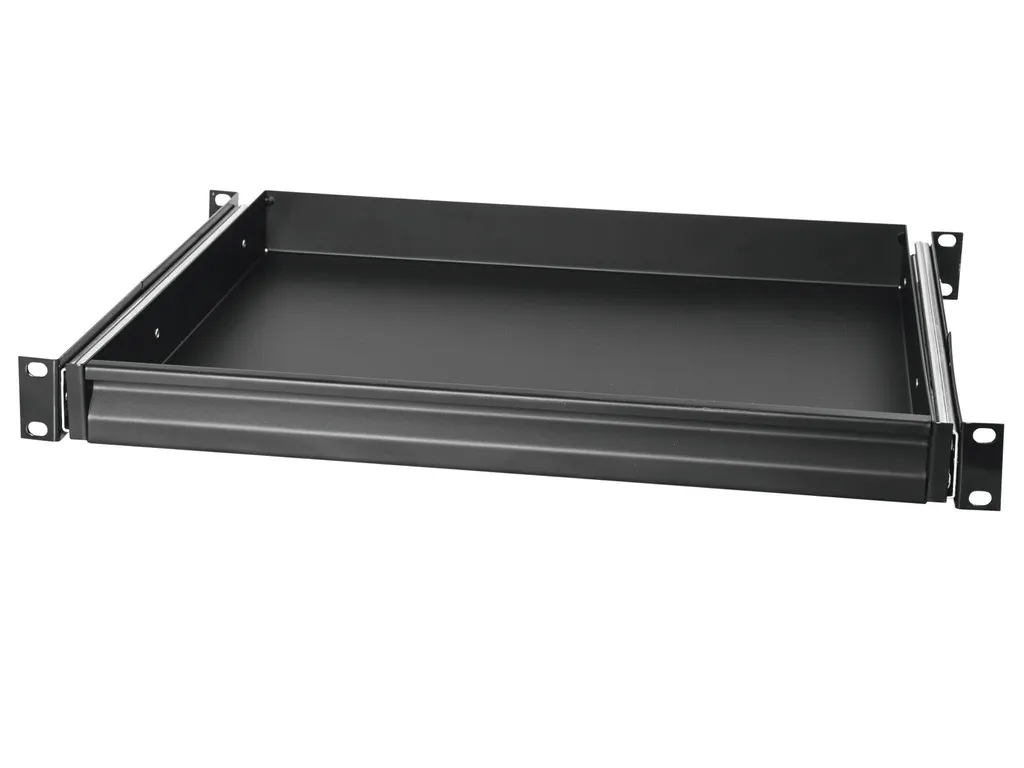 Tiroir rack coulissant 1U en acier noir avec surface d'écriture stable