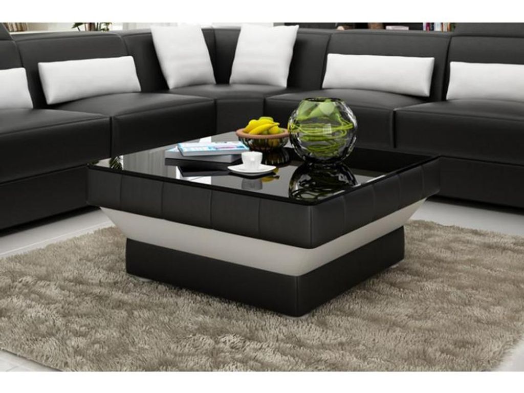 Design Glastisch Leder Couch Tisch Tische Glas Sofa Wohnzimmertische