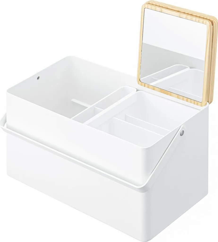 Vanity Case Fixe pour Maquillage Tower Blanc avec Miroir de Table Chic - 3