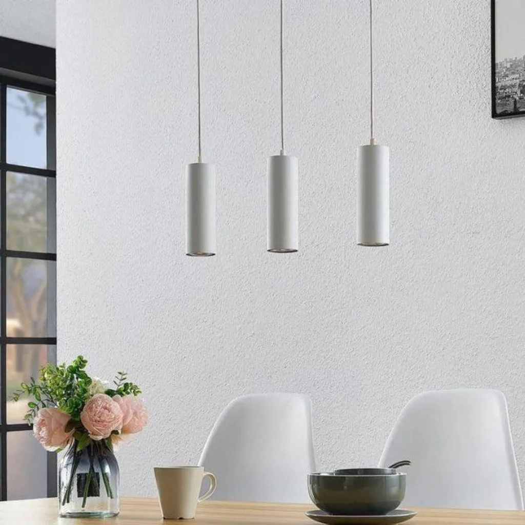 Luminaire Suspendu GU10 IP20 Blanc 30cm - Lot de 3 Suspensions Modernes
