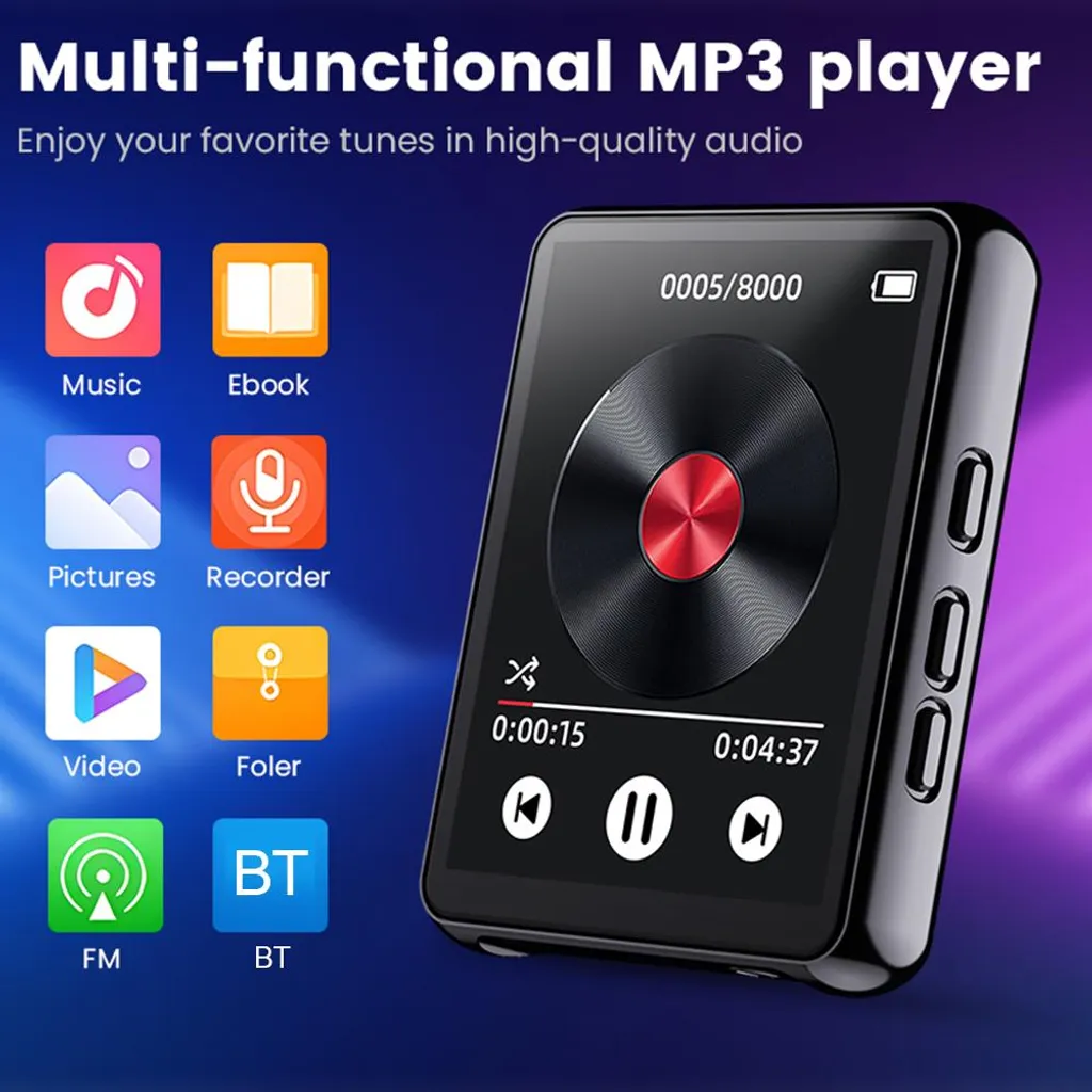 Baladeur Numérique MP3 Écran 2.4 Pouces Lecteur Vidéo de Poche avec Radio