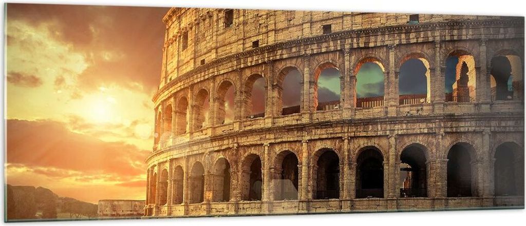 Bilder auf glas - Coloseum Roma Architektur Italien - 140x50cm - Glasbilder - Wandbilder - Kunstdruck - Wanddekoration aus Glas - Glas Bilder - Wan...