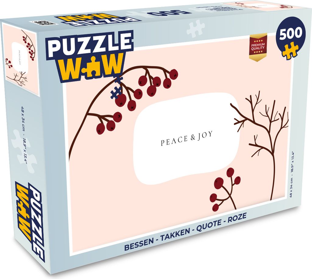 MuchoWow Puzzle 500 Teile Beeren - Äste - Zitat - Rosa - 500 Teile - Kinder - Selberbauen - Puzzlespiele