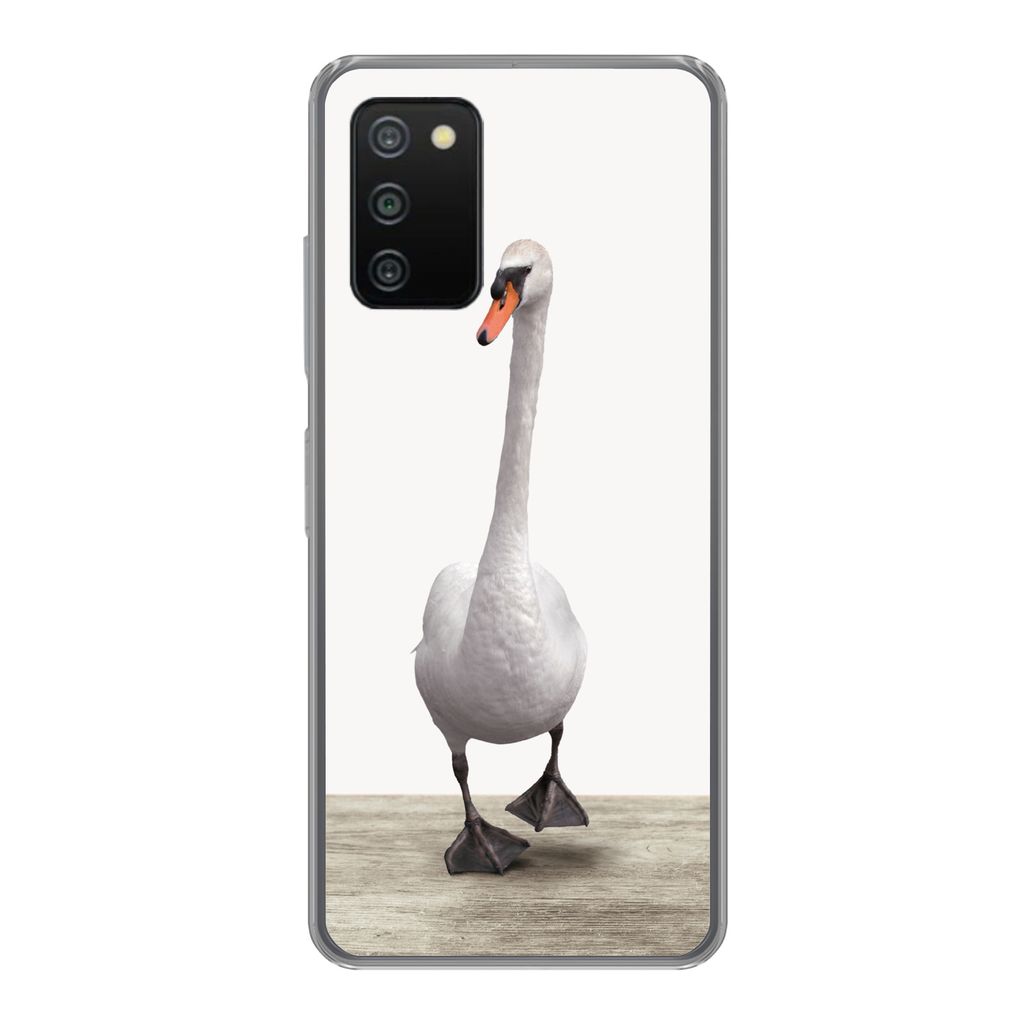 MuchoWow Handyhülle Schutzhülle Hülle für Samsung Galaxy A03s Schwan - Tiere - Vogel - Jungen - Mädchen - Kinder Silikon Softcase Handy Hül...