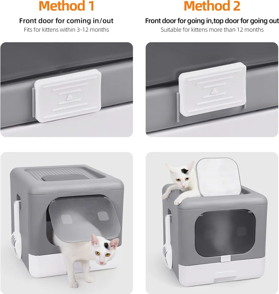 Bac à litière pour chat grand format, solution anti-odeur et anti-trace - 9