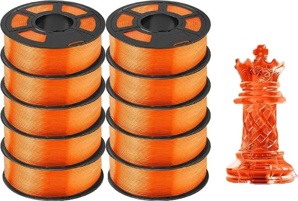 Filament 3D biodégradable PETG orange transparent haute ténacité
