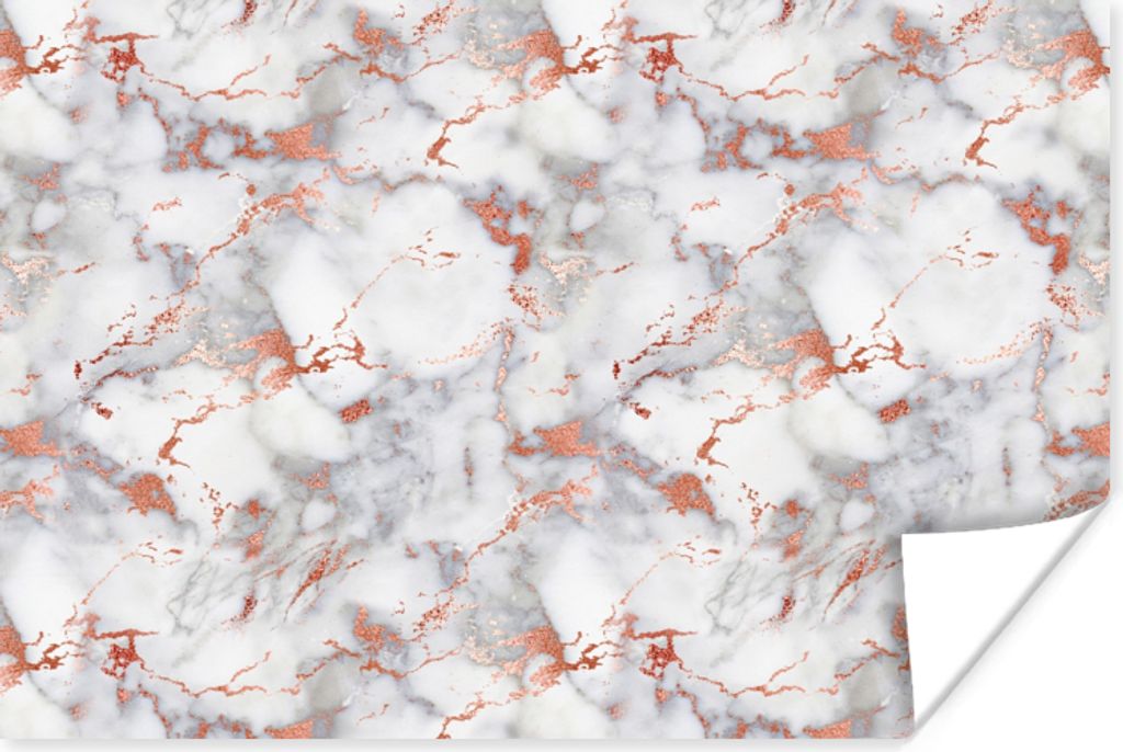 MuchoWow Poster Marmor - Roségold - Luxus 120x80 cm - Bilder