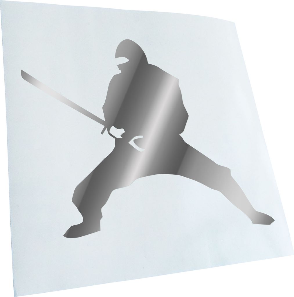 Kiwistar - Autoaufkleber - Chrom - 40 x 37 cm - Ninja - Heckscheibenaufkleber - Aufkleber für Auto Kfz Fahrrad, LKW, Truck Mofa