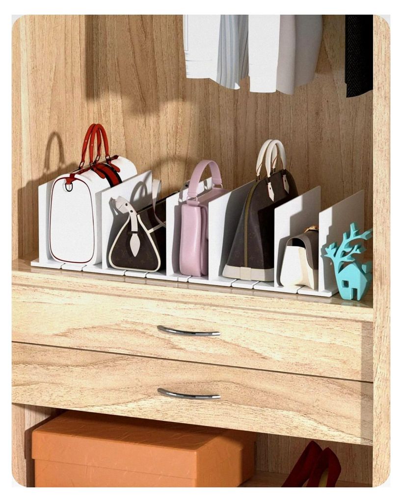 Verstellbare Regalteiler, Kunststoff-Regaltrenner für Geldbörsen und Handtaschen (2er-Set, weiß)